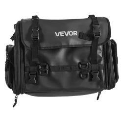 VEVOR Motorcycle Tail Bag, 22-34 L Expandable Motorcycle Rear Seat Bag with Waterproof Rain Cover, Outdoor Sports Motorbike Luggage Storage Backpack Handbag with Straps, Pocket & Elastic Cord, Black