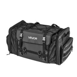 VEVOR Motorcycle Tail Bag, 22-34 L Expandable Motorcycle Rear Seat Bag with Waterproof Rain Cover, Outdoor Sports Motorbike Luggage Storage Backpack Handbag with Straps, Pocket & Elastic Cord, Black