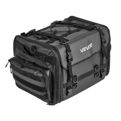 VEVOR Motorcycle Tail Bag, 22-34 L Expandable Motorcycle Rear Seat Bag with Waterproof Rain Cover, Outdoor Sports Motorbike Luggage Storage Backpack Handbag with Straps, Pocket & Elastic Cord, Black