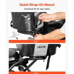 VEVOR Motorcycle Tail Bag, 28 L Motorcycle Rear Seat Bag with Waterproof Fabric, Outdoor Sports Motorbike Luggage Storage Trunk Handbag with Pocket & Adjustable Buckle, Universal Fit Rear Racks, Black