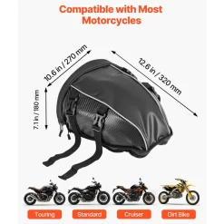 VEVOR Motorcycle Tail Bag, 30 L Motorcycle Rear Seat Bag with Waterproof Rain Cover, Outdoor Sports Motorbike Luggage Storage Trunk Rack Backpack with Shoulder Straps, Universal Fit Rear Racks, Black