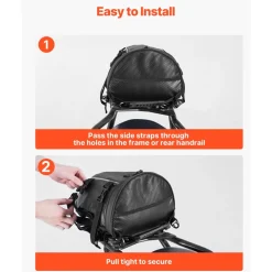 VEVOR Motorcycle Tail Bag, 30 L Motorcycle Rear Seat Bag with Waterproof Rain Cover, Outdoor Sports Motorbike Luggage Storage Trunk Rack Backpack with Shoulder Straps, Universal Fit Rear Racks, Black