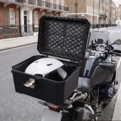 VEVOR Motorcycle Top Case 45L Universal Waterproof ABS Motorcycle Tail Case, Detachable Motorbike Top Box with Security Lock & Leather Liner for Luggage Storage