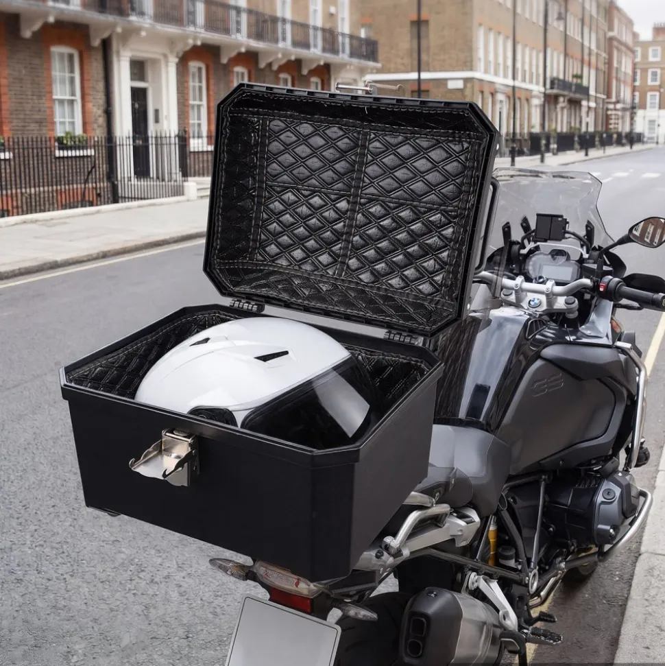 VEVOR Motorcycle Top Case 45L Universal Waterproof ABS Motorcycle Tail Case, Detachable Motorbike Top Box with Security Lock & Leather Liner for Luggage Storage