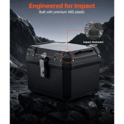 VEVOR Motorcycle Top Case 45L Universal Waterproof ABS Motorcycle Tail Case, Detachable Motorbike Top Box with Security Lock & Leather Liner for Luggage Storage