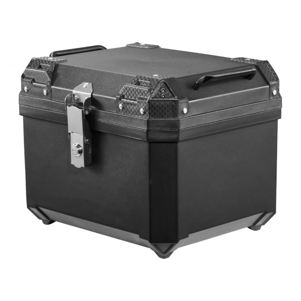 VEVOR Motorcycle Top Case 45L Universal Waterproof ABS Motorcycle Tail Case, Detachable Motorbike Top Box with Security Lock & Leather Liner for Luggage Storage