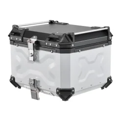 VEVOR Motorcycle Top Case 55L Universal Aluminum Hard Motorcycle Tail Case, Waterproof Detachable Motorbike Top Box with Security Lock & Leather Liner for Luggage Storage