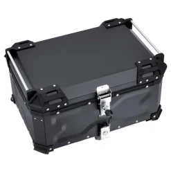 VEVOR Motorcycle Top Case, Universal Aluminum Alloy Motorbike Tail Box with Leather Lining, 65L Waterproof Detachable Motorcycle Top Box with Lock & Back Cushion, Fit for 99% of Motorcycle Frames