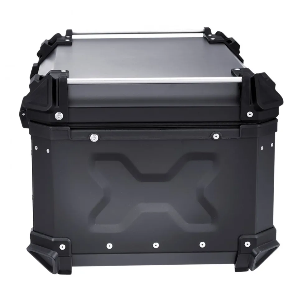 VEVOR Motorcycle Top Case, Universal Aluminum Alloy Motorbike Tail Box with Leather Lining, 65L Waterproof Detachable Motorcycle Top Box with Lock & Back Cushion, Fit for 99% of Motorcycle Frames