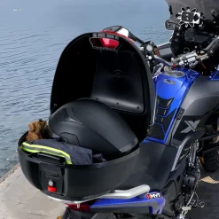 VEVOR Motorcycle Top Case, Universal Durable PP Material Motorbike Tail Box with Reflective Panel, 48L Waterproof Detachable Motorcycle Top Box with Multi-Hole Base, Fit for 99% of Motorcycle Frames