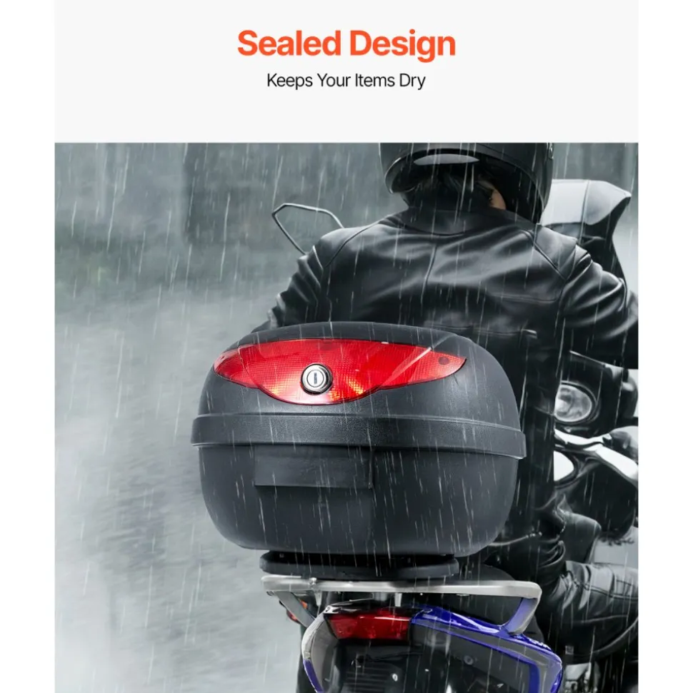 VEVOR Motorcycle Top Case, Universal Durable PP Material Motorbike Tail Box with Reflective Panel, 62L Waterproof Detachable Motorcycle Top Box with Multi-Hole Base, Fit for 99% of Motorcycle Frames