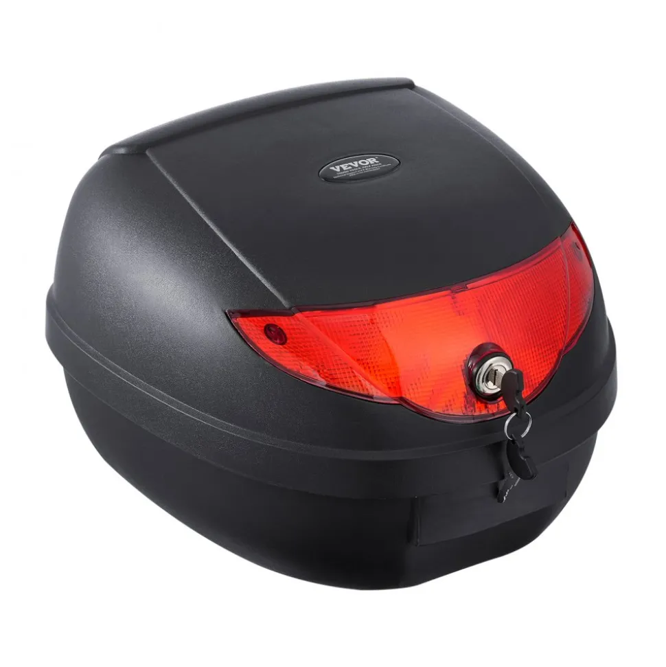 VEVOR Motorcycle Top Case, Universal Durable PP Material Motorbike Tail Box with Reflective Panel, 62L Waterproof Detachable Motorcycle Top Box with Multi-Hole Base, Fit for 99% of Motorcycle Frames