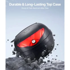 VEVOR Motorcycle Top Case, Universal Durable PP Material Motorbike Tail Box with Reflective Panel, 62L Waterproof Detachable Motorcycle Top Box with Multi-Hole Base, Fit for 99% of Motorcycle Frames