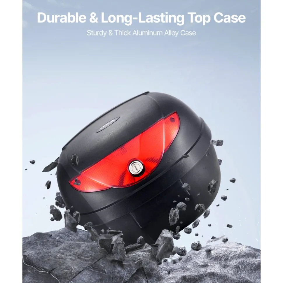 VEVOR Motorcycle Top Case, Universal Durable PP Material Motorbike Tail Box with Reflective Panel, 62L Waterproof Detachable Motorcycle Top Box with Multi-Hole Base, Fit for 99% of Motorcycle Frames