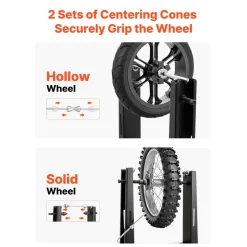 VEVOR Motorcycle Wheel Balancer, 88.2 lbs Capacity, Tire Balancer & Truing Stand with Adjustable Centering Cones and Truing Pointer, Balancing Tools for Most Motorcycles & Bicycles, 32-Inch Wheel Dia