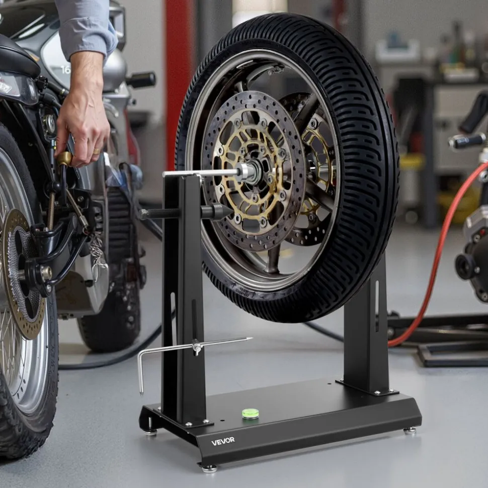 VEVOR Motorcycle Wheel Balancer, 88.2 lbs Capacity, Tire Balancer & Truing Stand with Adjustable Centering Cones and Truing Pointer, Balancing Tools for Most Motorcycles & Bicycles, 32-Inch Wheel Dia