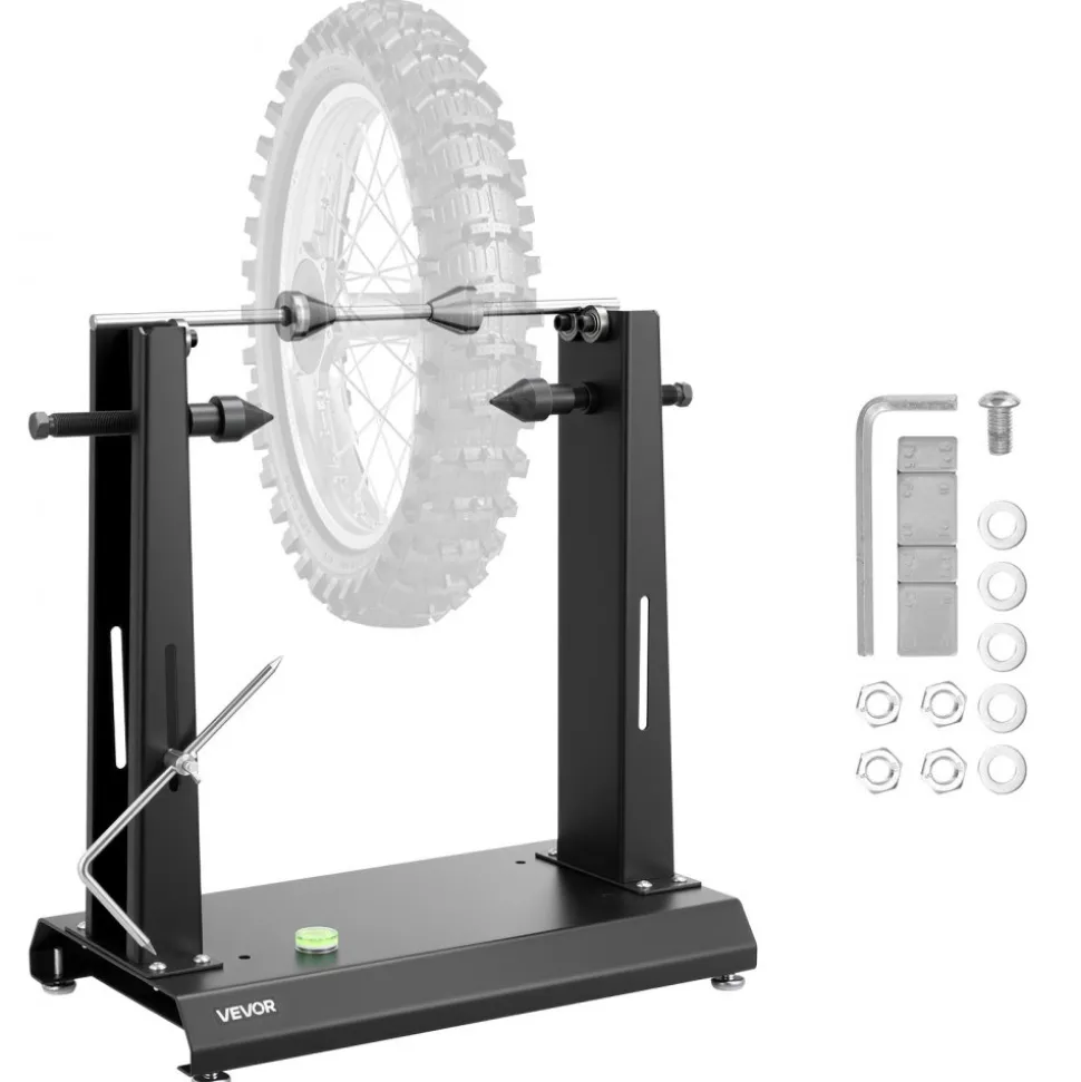 VEVOR Motorcycle Wheel Balancer, 88.2 lbs Capacity, Tire Balancer & Truing Stand with Adjustable Centering Cones and Truing Pointer, Balancing Tools for Most Motorcycles & Bicycles, 32-Inch Wheel Dia