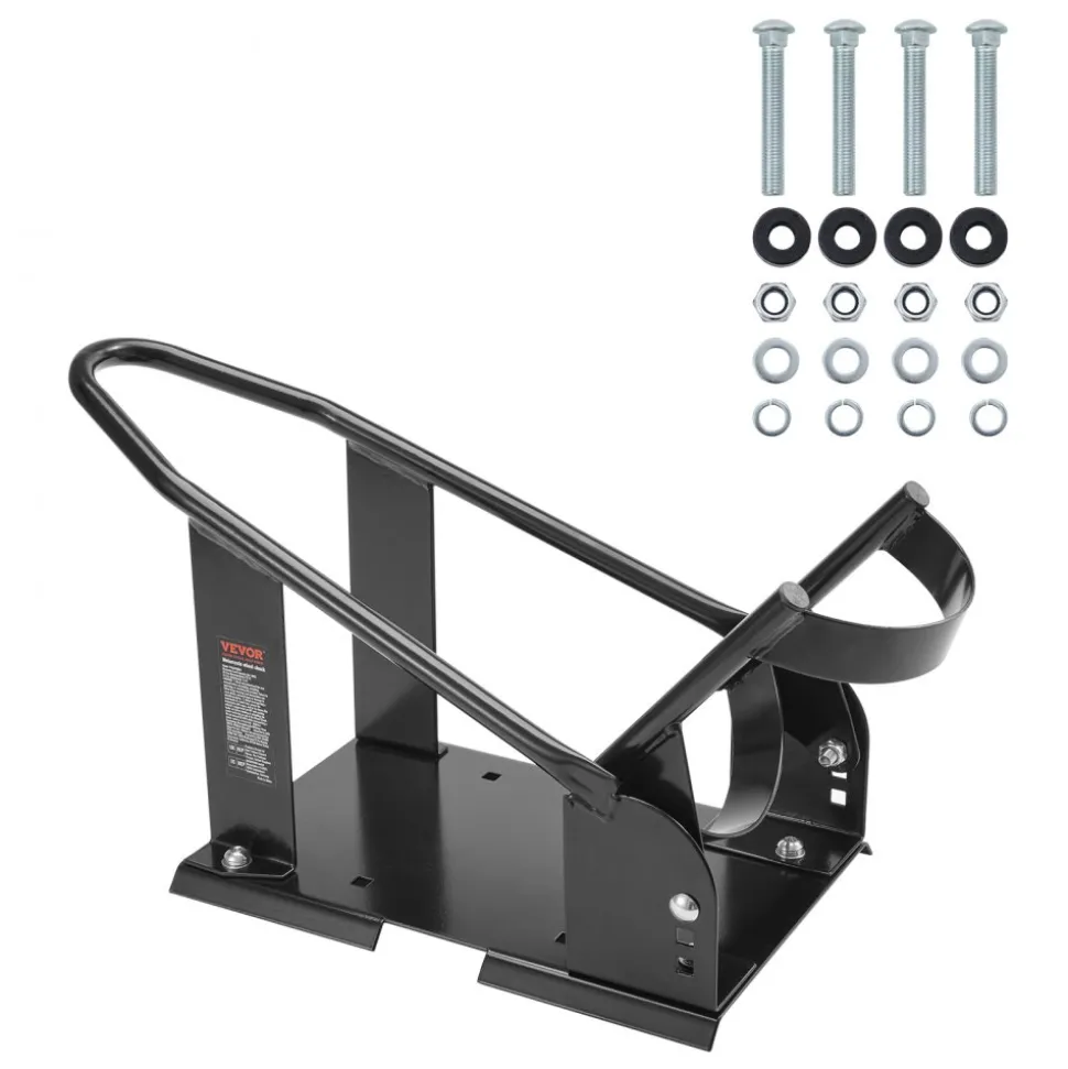 VEVOR Motorcycle Wheel Chock, 1800 lbs Capacity Wheel Cradle Holder, Heavy-duty Steel Motorcycle Front Wheel Stand with 3 Adjustable Holes, For 15"-21" Off-Road Motorcycles, Standard Motorcycles
