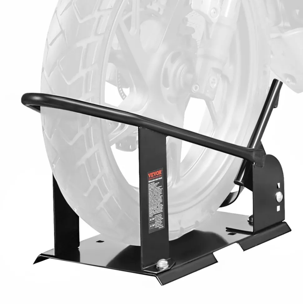 VEVOR Motorcycle Wheel Chock, 1800 lbs Capacity Wheel Cradle Holder, Heavy-duty Steel Motorcycle Front Wheel Stand with 3 Adjustable Holes, For 15"-21" Off-Road Motorcycles, Standard Motorcycles