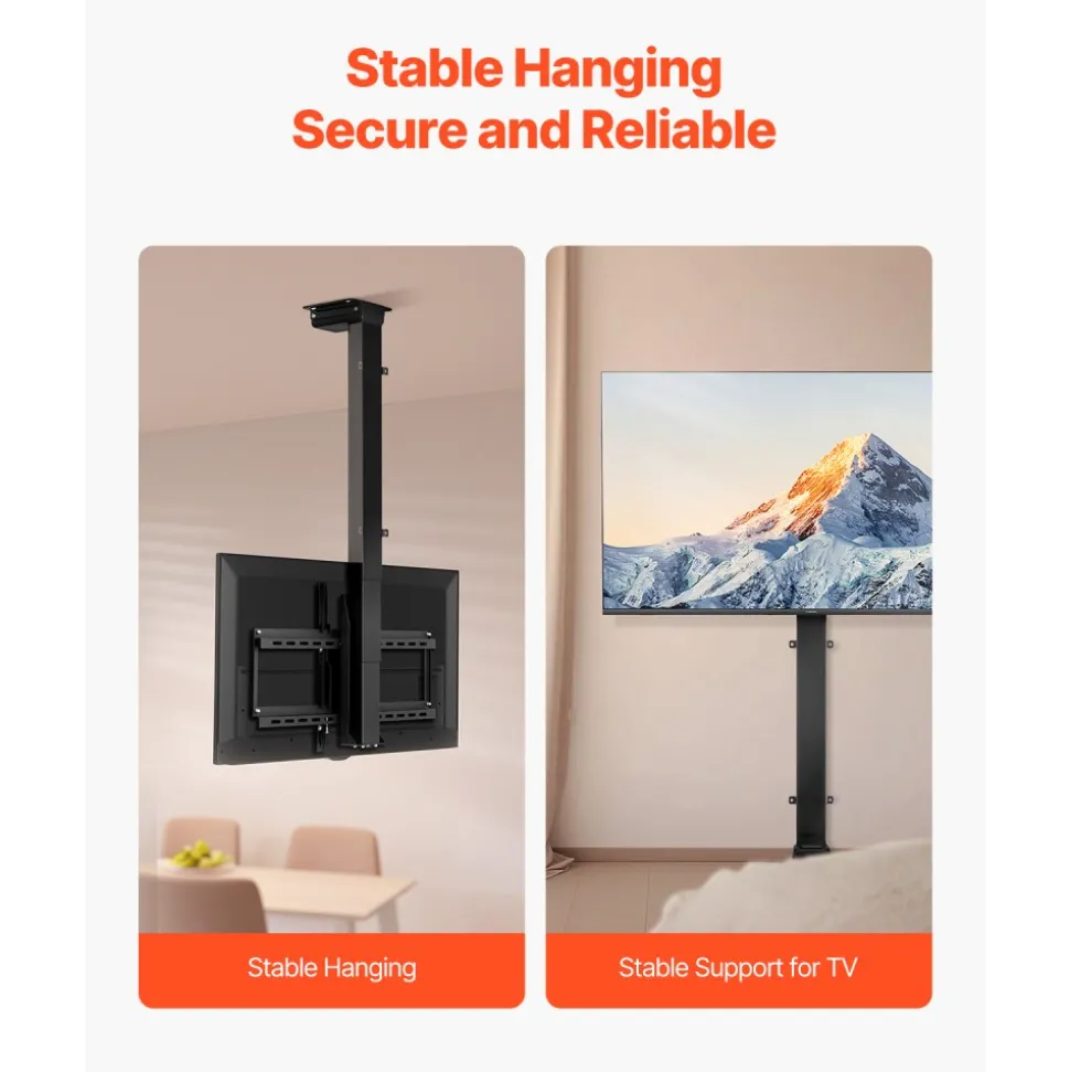 VEVOR Motorized Ceiling TV Mount, TV Wall Mount for 32 to 55 Inch TV, Electric Adjustable Ceiling TV Mount, Motorized Flip Down TV Mount Bracket with Max VESA 24 x 16 in, Fits TVs Up to 120 lbs
