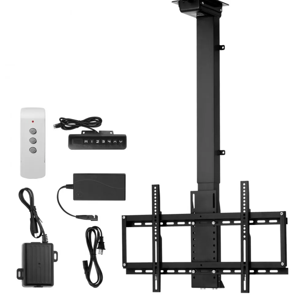 VEVOR Motorized Ceiling TV Mount, TV Wall Mount for 32 to 55 Inch TV, Electric Adjustable Ceiling TV Mount, Motorized Flip Down TV Mount Bracket with Max VESA 24 x 16 in, Fits TVs Up to 120 lbs