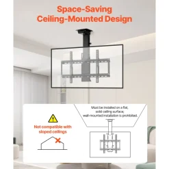 VEVOR Motorized Ceiling TV Mount, TV Wall Mount for 32 to 55 Inch TV, Electric Adjustable Ceiling TV Mount, Motorized Flip Down TV Mount Bracket with Max VESA 24 x 16 in, Fits TVs Up to 120 lbs