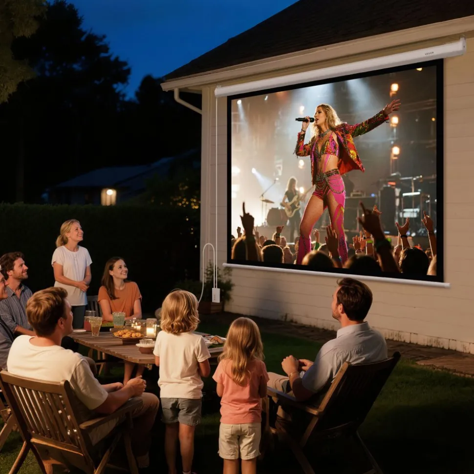 VEVOR Motorized Projector Screen, 72 inch 4:3 1080 HD Electric Projection Screen, Wall Mounted Projection Dispaly Projector with Remote Control, Automatic Movie Screen for Family Home Office Theater