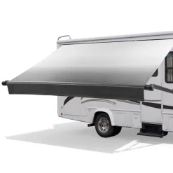 VEVOR Motorized RV Awning Complete Kit, 15.06FT Electric Retractable RV Awning with Aluminum Alloy Frame & Waterproof Fabric, Outdoor Camping Trailer Awnings Fit Most RVs (15FT Type, Gradient Black)