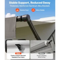 VEVOR Motorized RV Awning Complete Kit, 20.06FT Electric Retractable RV Awning with Aluminum Alloy Frame & Waterproof Fabric, Outdoor Camping Trailer Awnings Fit Most RVs (20FT Type, Gradient Black)