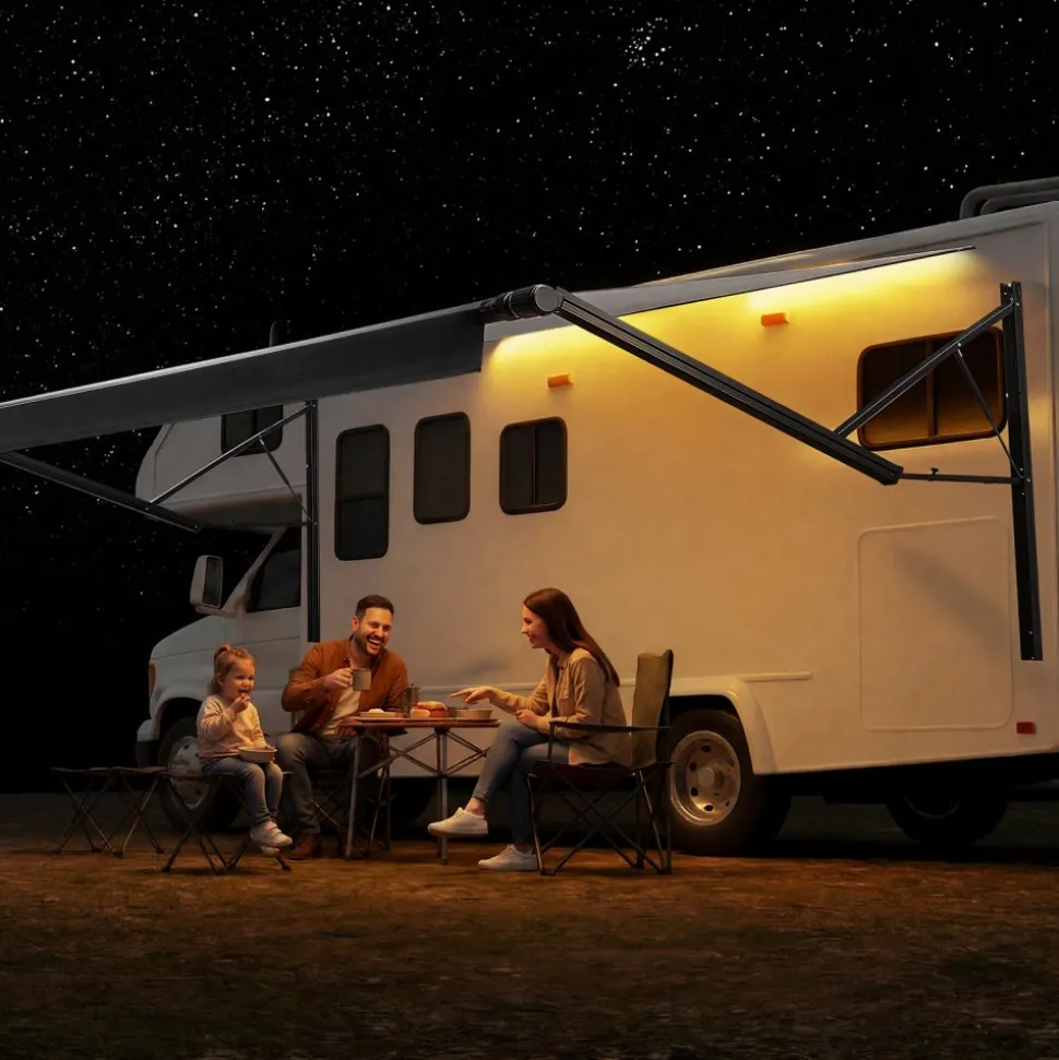 VEVOR Motorized RV Awning Complete Kit, 20.06FT Electric Retractable RV Awning with Aluminum Alloy Frame & Waterproof Fabric, Outdoor Camping Trailer Awnings Fit Most RVs (20FT Type, Gradient Black)