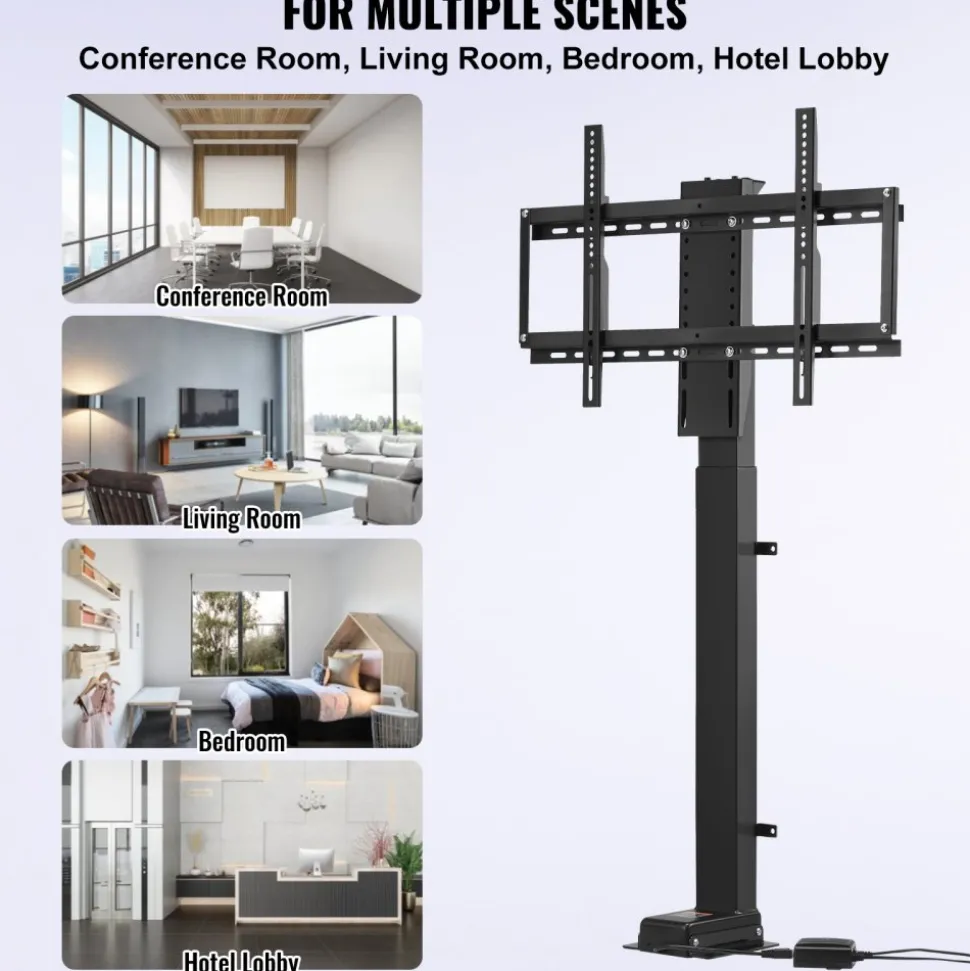VEVOR Motorized TV Lift Stroke Length 35 Inches Motorized TV Mount Fit for 32-65 Inch TV Lift with Remote Control Height Adjustable 28.7-64.2 Inch,Load Capacity 154 Lbs