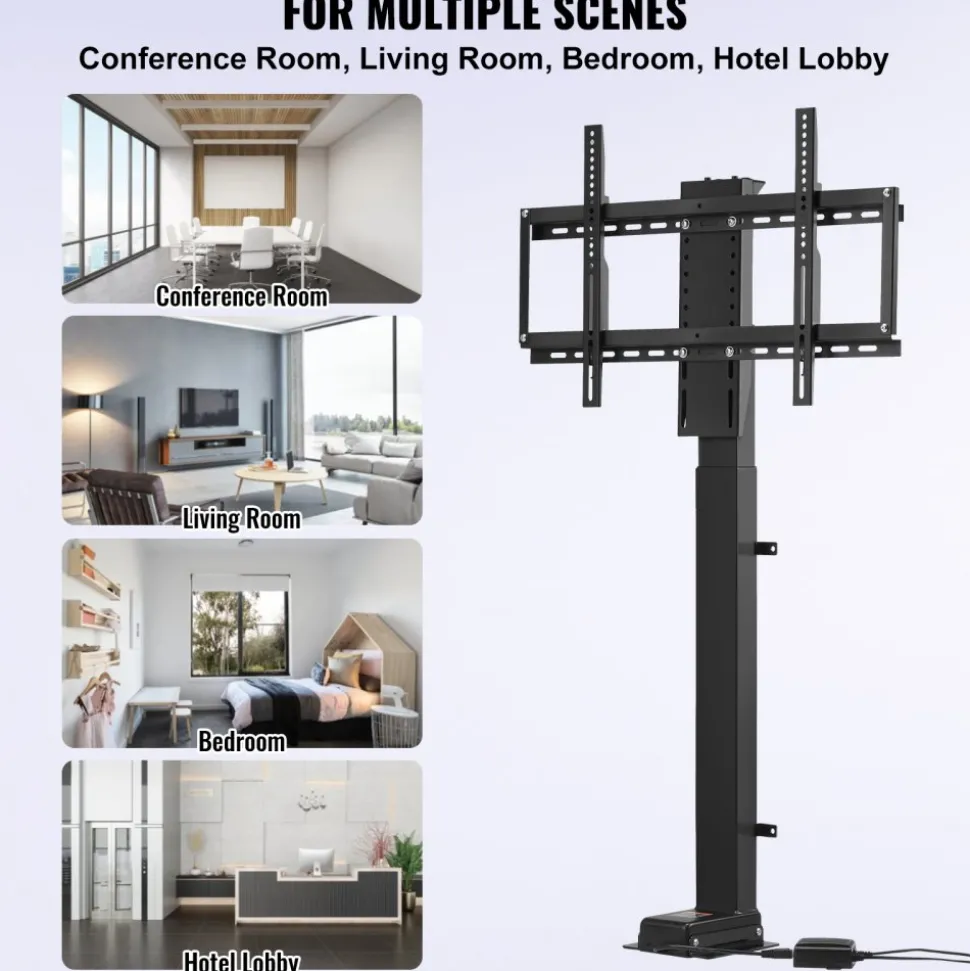 VEVOR Motorized TV Lift with Swivel, Adjustable Height 28.74-68.11 Inch for 32-70 Inch TVs, Remote Controlled, 154 Lbs Capacity, Manual Left/Right Swivel 30°
