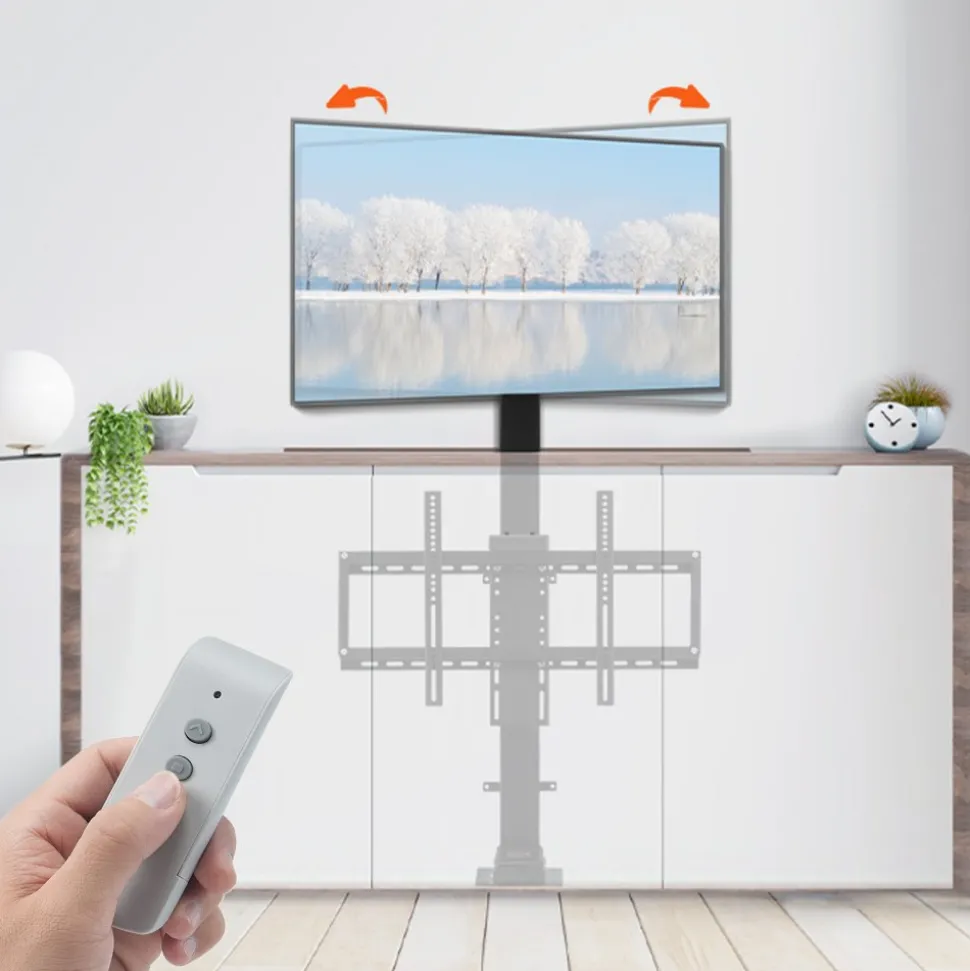 VEVOR Motorized TV Lift with Swivel, Adjustable Height 28.74-68.11 Inch for 32-70 Inch TVs, Remote Controlled, 154 Lbs Capacity, Manual Left/Right Swivel 30°