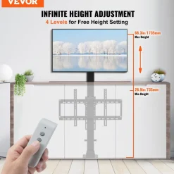 VEVOR Motorized TV Lift with Swivel, Adjustable Height 28.74-68.11 Inch for 32-70 Inch TVs, Remote Controlled, 154 Lbs Capacity, Manual Left/Right Swivel 30°