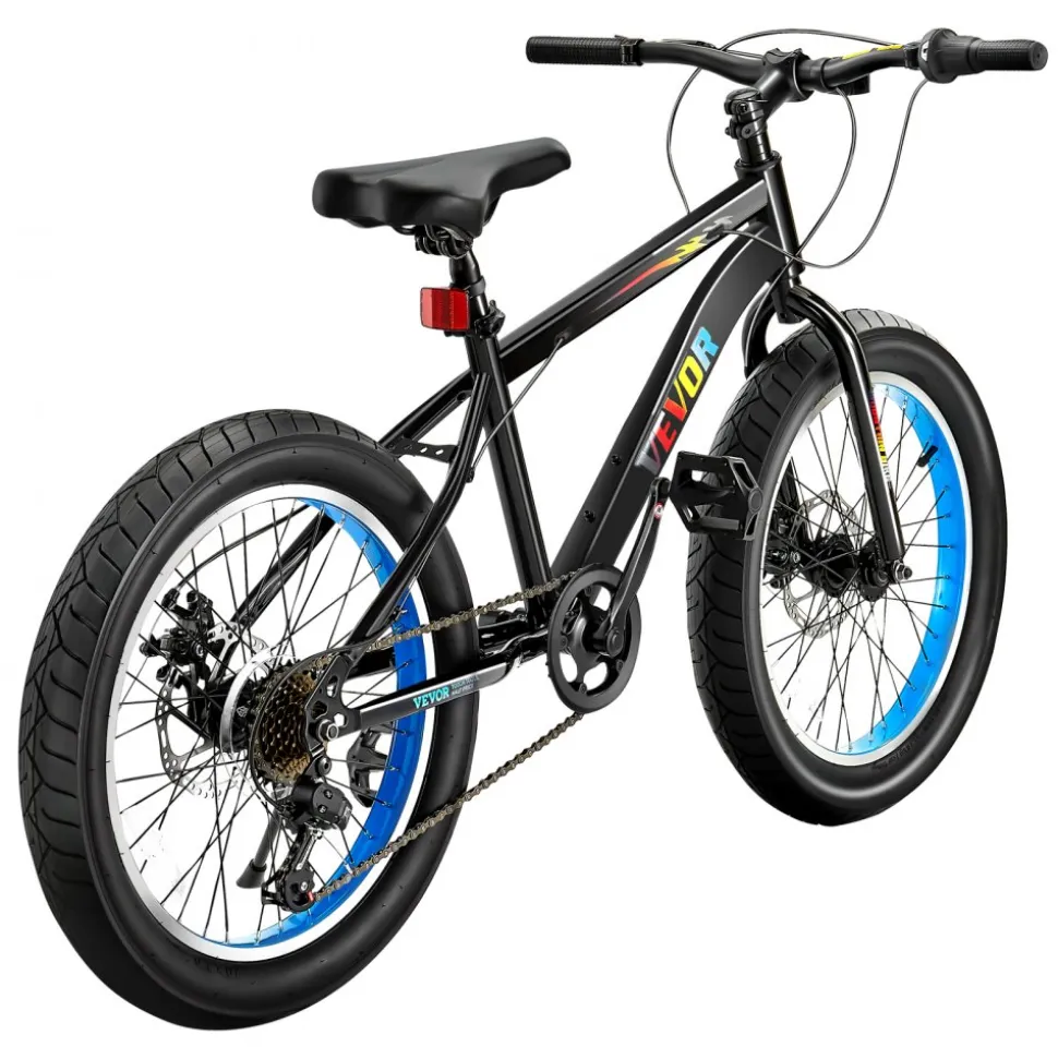 VEVOR Mountain Bike, 20 inch MTB Bicycle with 7 Speeds SHIMANO Twist Shifting, Comfort Saddle, Dual Disc Brakes, High Carbon Steel Frame, Fat Tire Sport Cycling Bicycle for Trail Snow