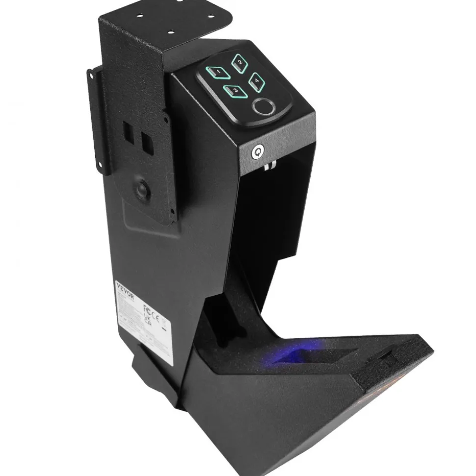 VEVOR Mounted Gun Safe for Pistols, Biometric Gun Safe with Three Quick Access Ways of Fingerprints, Passwords and Keys, Handgun Safe for 1 Pistol for Home, Bedside, Nightstand, Wall