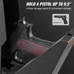 VEVOR Mounted Gun Safe for Pistols, Biometric Gun Safe with Three Quick Access Ways of Fingerprints, Passwords and Keys, Handgun Safe for 1 Pistol for Home, Bedside, Nightstand, Wall