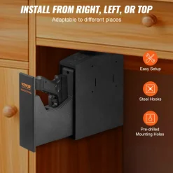 VEVOR Mounted Gun Safe for Pistols, Biometric Gun Safe with Three Quick Access Ways of Fingerprints, Passwords and Keys, Handgun Safe for 1 Pistol for Home, Bedside, Nightstand, Wall