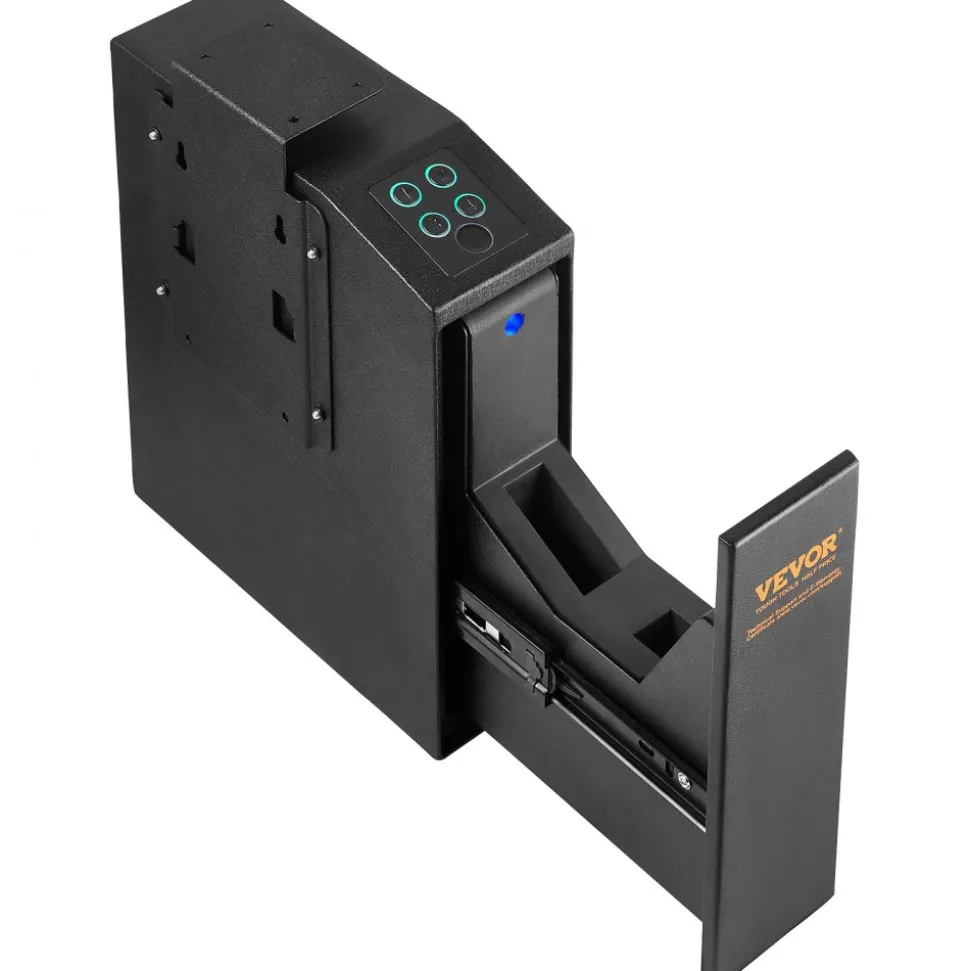 VEVOR Mounted Gun Safe for Pistols, Biometric Gun Safe with Three Quick Access Ways of Fingerprints, Passwords and Keys, Handgun Safe for 1 Pistol for Home, Bedside, Nightstand, Wall