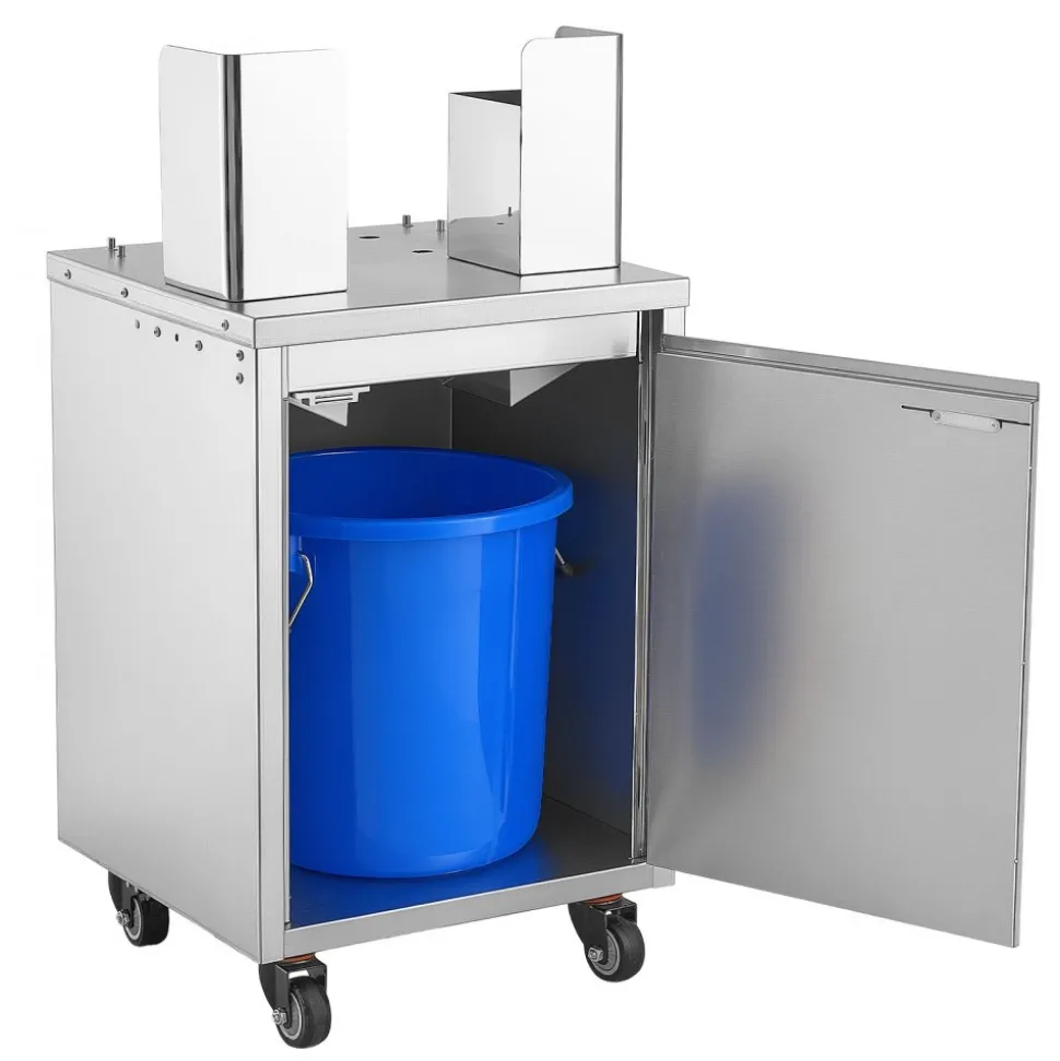 VEVOR Movable Base Cabinet for Orange Juicer, Thickened Stainless Steel, 4 Swivel Casters, Compatible with VEVOR NS2000E-2NS2000E-2TNS2000E-3 Semi-Automatic Feed Orange Juicer, Easy Installation