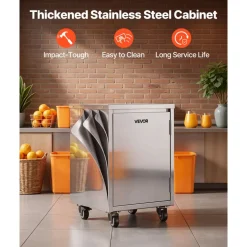 VEVOR Movable Base Cabinet for Orange Juicer, Thickened Stainless Steel Cabinet, 4 Swivel Casters, Compatible with VEVOR NS2000E-4NS2000E-4P Fully Automatic Feed Orange Juicer, Easy Installation