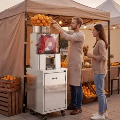 VEVOR Movable Base Cabinet for Orange Juicer, Thickened Stainless Steel Cabinet, 4 Swivel Casters, Compatible with VEVOR NS2000E-4NS2000E-4P Fully Automatic Feed Orange Juicer, Easy Installation