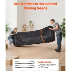 VEVOR Moving Blankets 6 Pcs, 72 x 40 in (32 lbs/dz) Large Packing Blankets with Cotton Filling, Heavy Duty Nonwoven Fabric Padded Moving Blanket for Shipping, Wrapping, Protecting Furniture