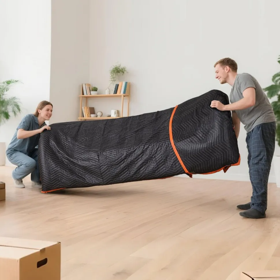 VEVOR Moving Blankets 6 Pcs, 72 x 40 in (32 lbs/dz) Large Packing Blankets with Cotton Filling, Heavy Duty Nonwoven Fabric Padded Moving Blanket for Shipping, Wrapping, Protecting Furniture