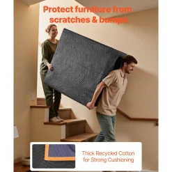 VEVOR Moving Blankets 6 Pcs, 72 x 40 in (32 lbs/dz) Large Packing Blankets with Cotton Filling, Heavy Duty Nonwoven Fabric Padded Moving Blanket for Shipping, Wrapping, Protecting Furniture