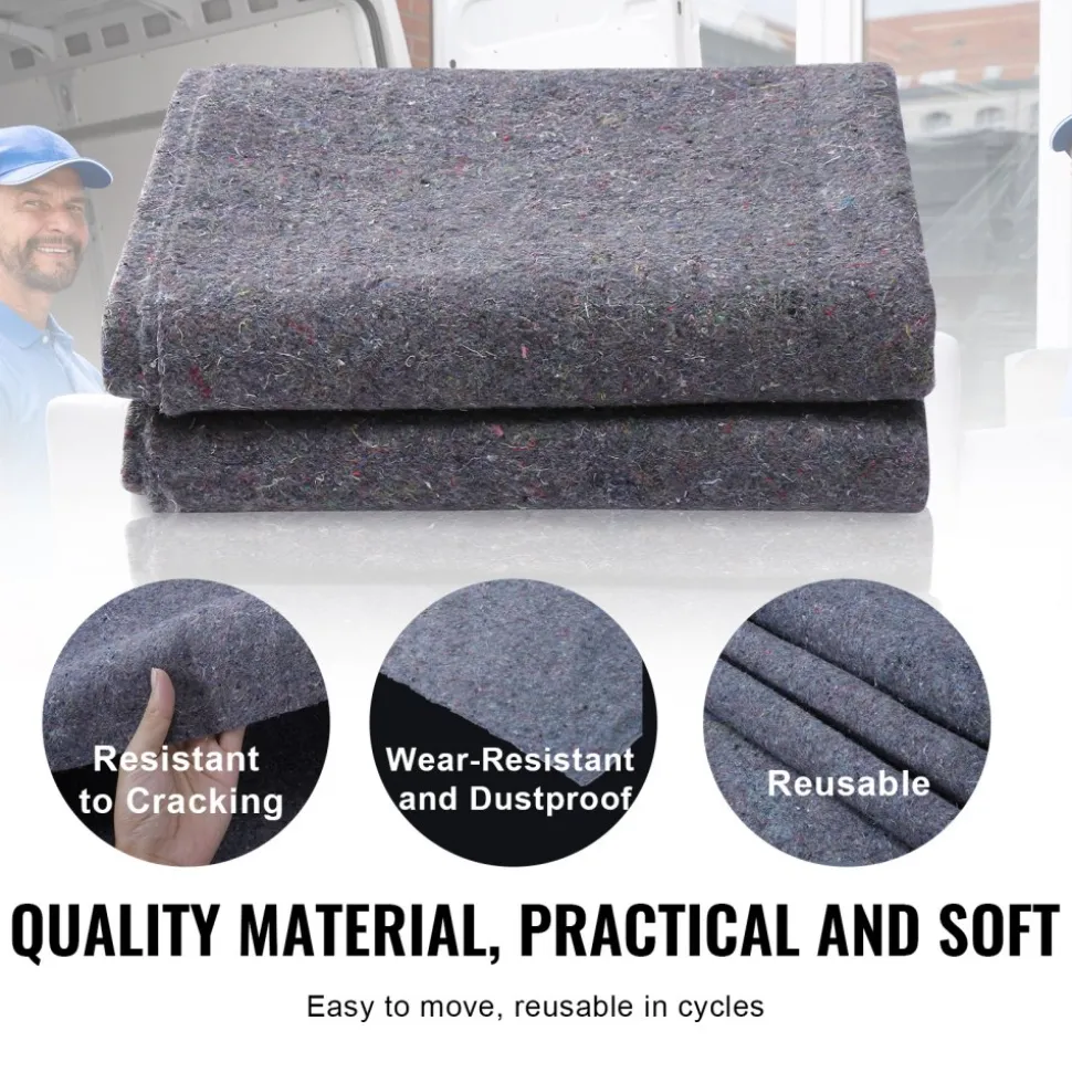 VEVOR Moving Blankets, 72" x 54", 21 lbs/dz Weight, 24 Packs, Professional Recycled Cotton Packing Blanket, Large Heavy Duty Shipping Mover Pads Perfect for Protecting Furniture, Floors, Appliances