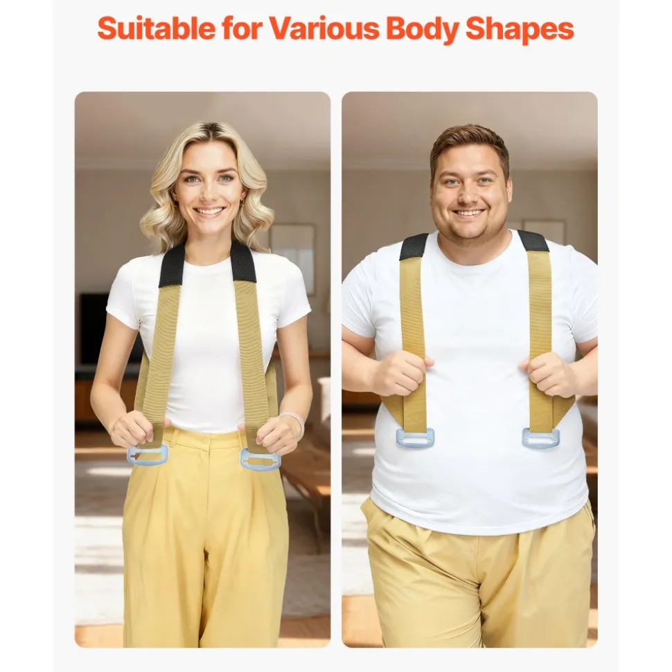 VEVOR Moving Straps, 2-Person Lifting and Moving System with 2 Harness Straps, 2 Load-bearing Straps & 1 Handheld Strap, Adjustable Lifting Shoulder Straps Move Furniture Appliances Mattresses