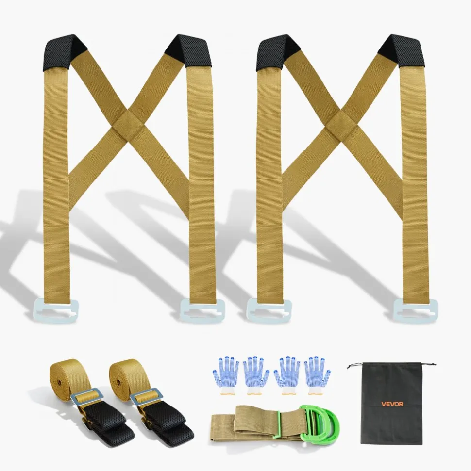 VEVOR Moving Straps, 2-Person Lifting and Moving System with 2 Harness Straps, 2 Load-bearing Straps & 1 Handheld Strap, Adjustable Lifting Shoulder Straps Move Furniture Appliances Mattresses