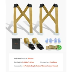 VEVOR Moving Straps, 2-Person Lifting and Moving System with 2 Harness Straps, 2 Load-bearing Straps & 1 Handheld Strap, Adjustable Lifting Shoulder Straps Move Furniture Appliances Mattresses