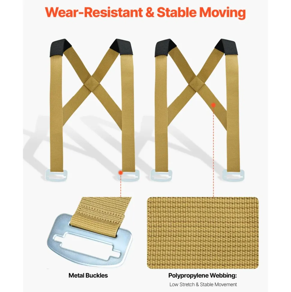 VEVOR Moving Straps, 2-Person Lifting and Moving System with 2 Harness Straps, 2 Load-bearing Straps & 1 Handheld Strap, Adjustable Lifting Shoulder Straps Move Furniture Appliances Mattresses